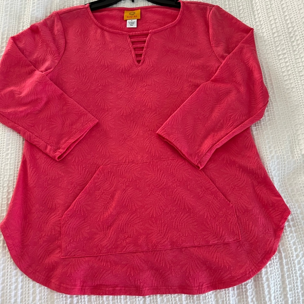 Ruby Rd Coral Textured Tunic Top